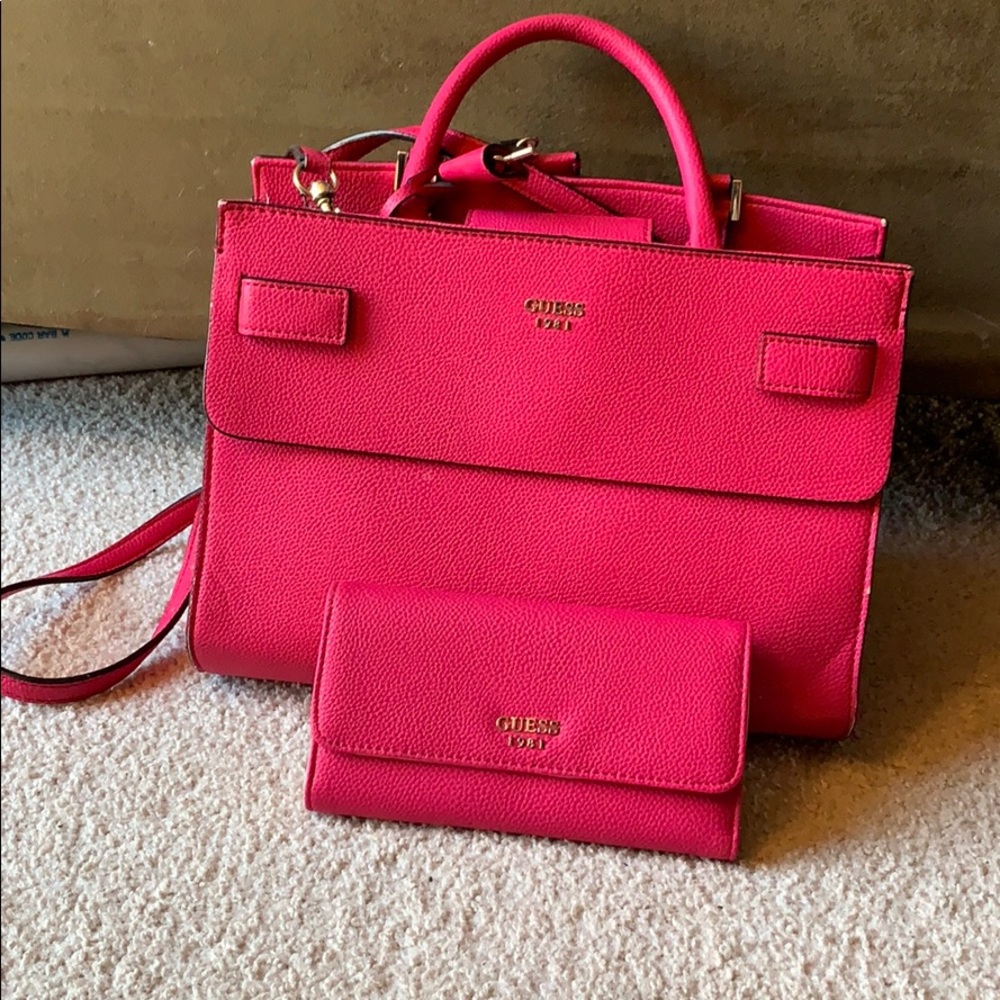 Pink Guess handbag and matching wallet